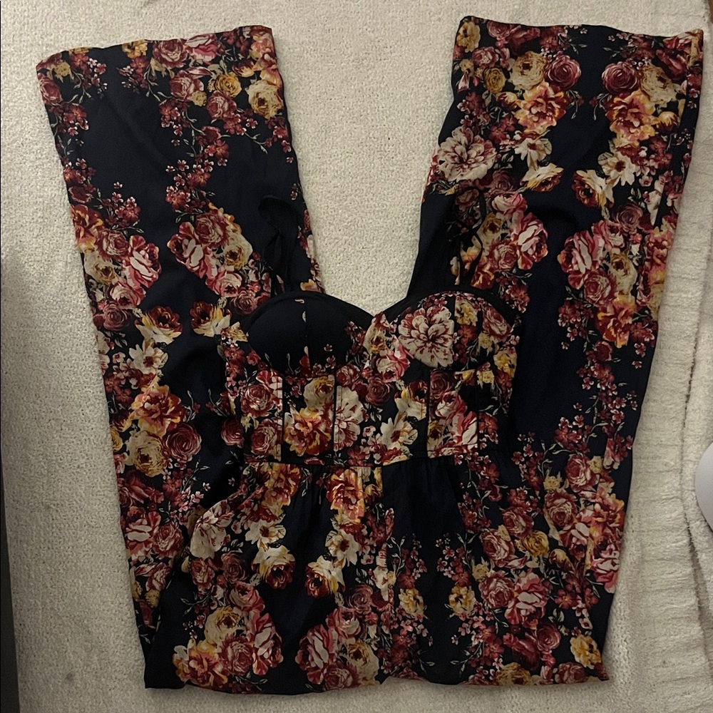 women's floral corset top jumpsuit!